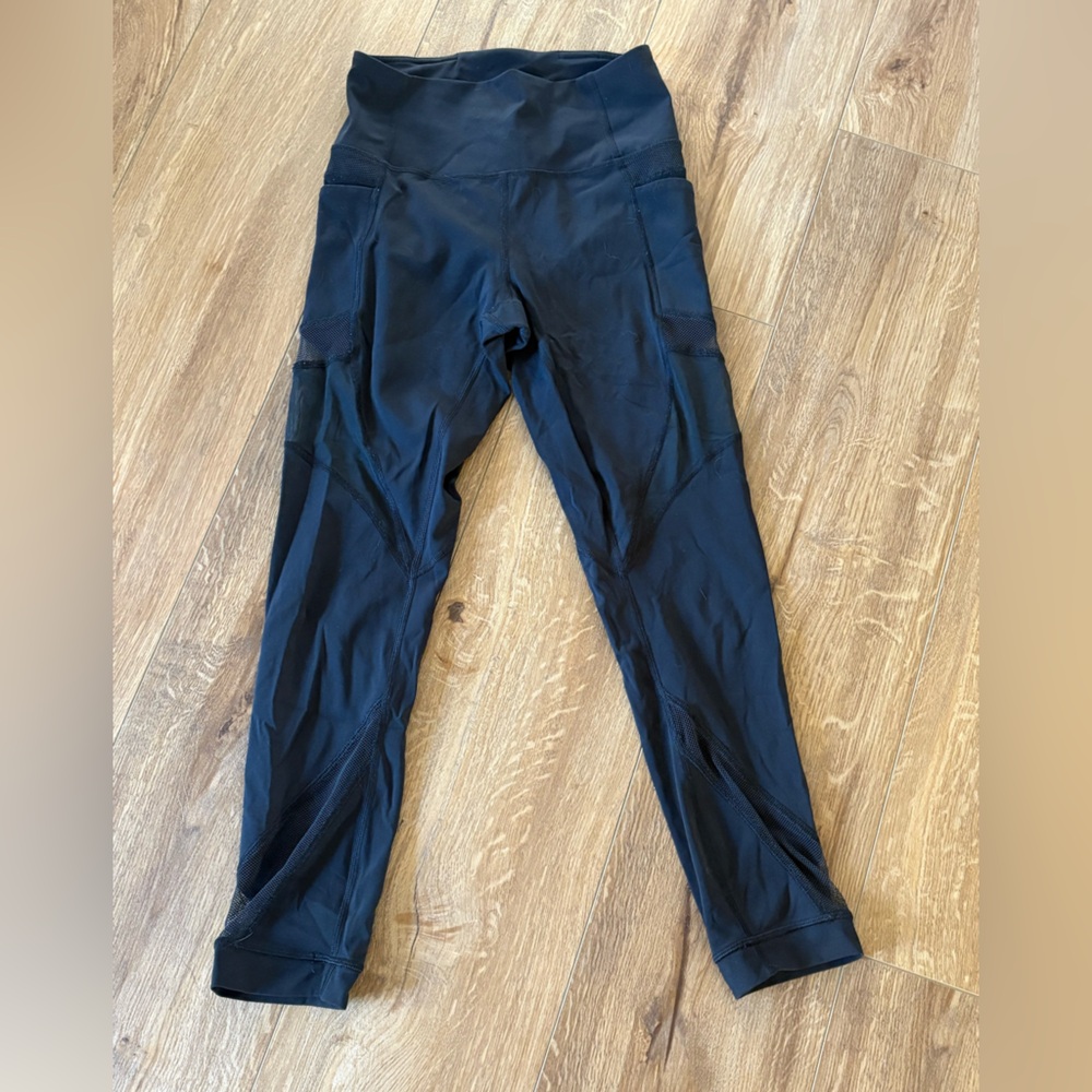 Black lululemon leggings with mesh detail